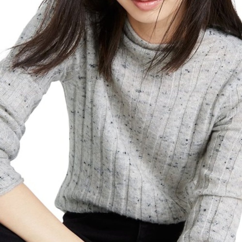 Madewell Gray Speckled Turtleneck Sweater